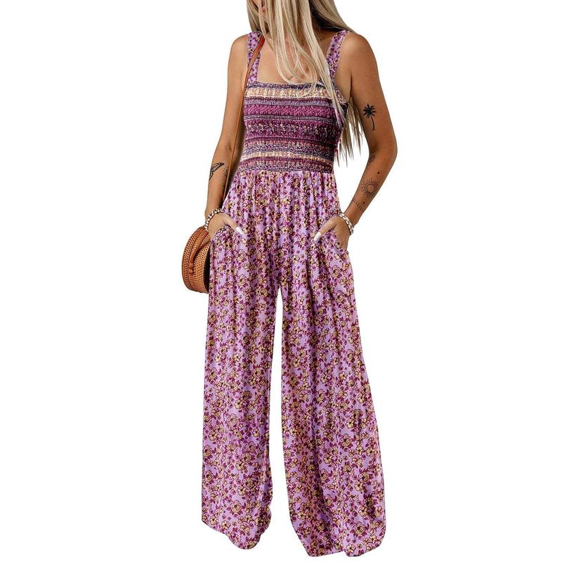 Women’s Casual Print Sleeveless Overalls Jumpsuits