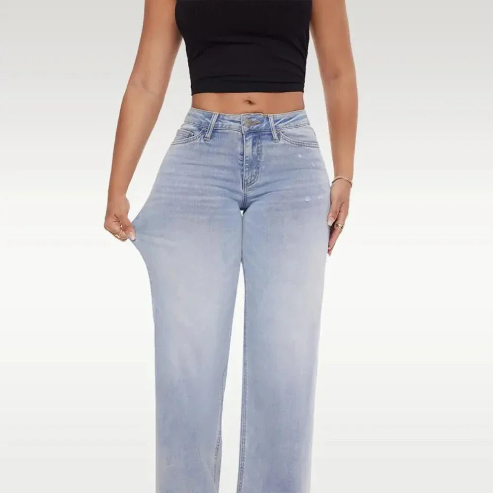 Women's hip-lifting stretch wide-leg jeans