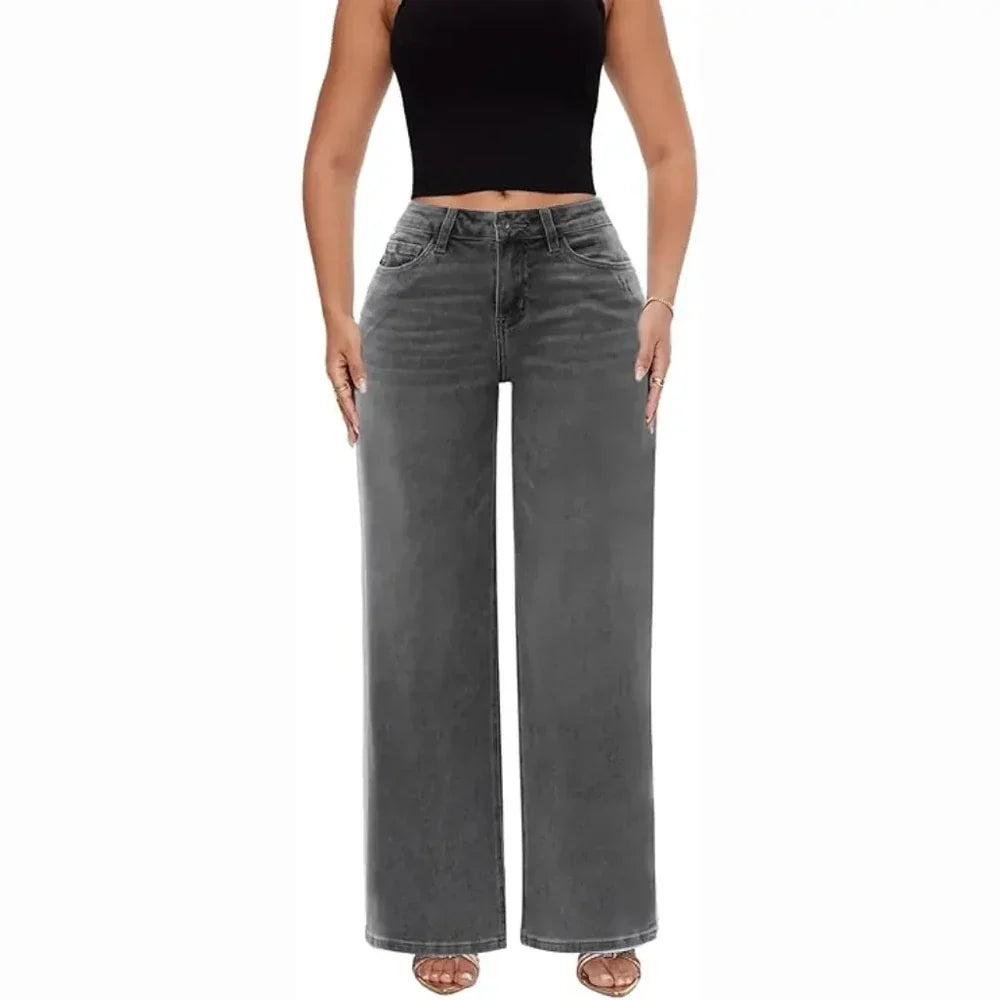 Women's hip-lifting stretch wide-leg jeans
