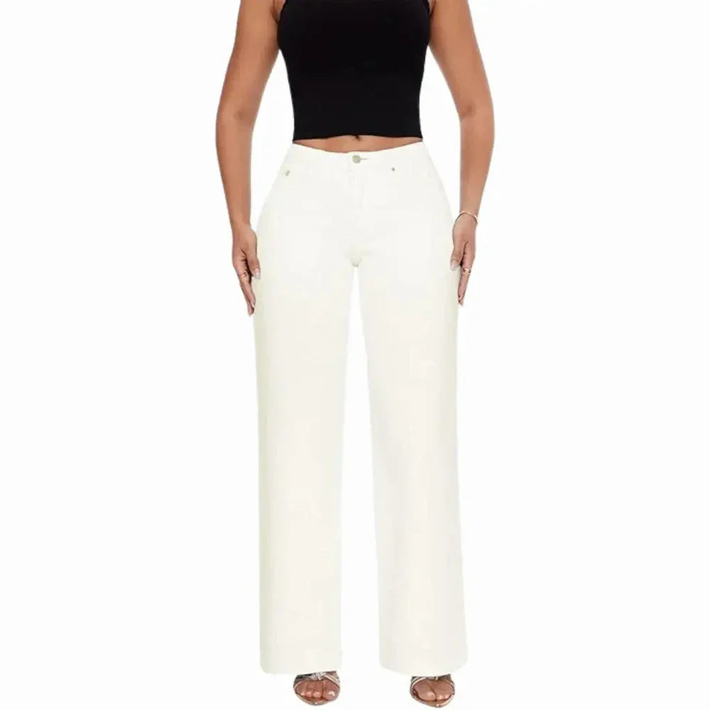 Women's hip-lifting stretch wide-leg jeans