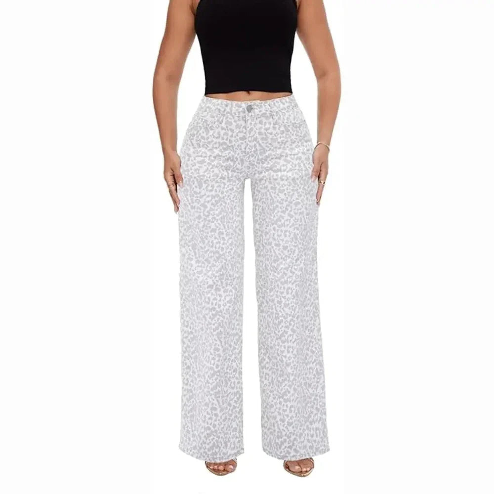 Women's hip-lifting stretch wide-leg jeans