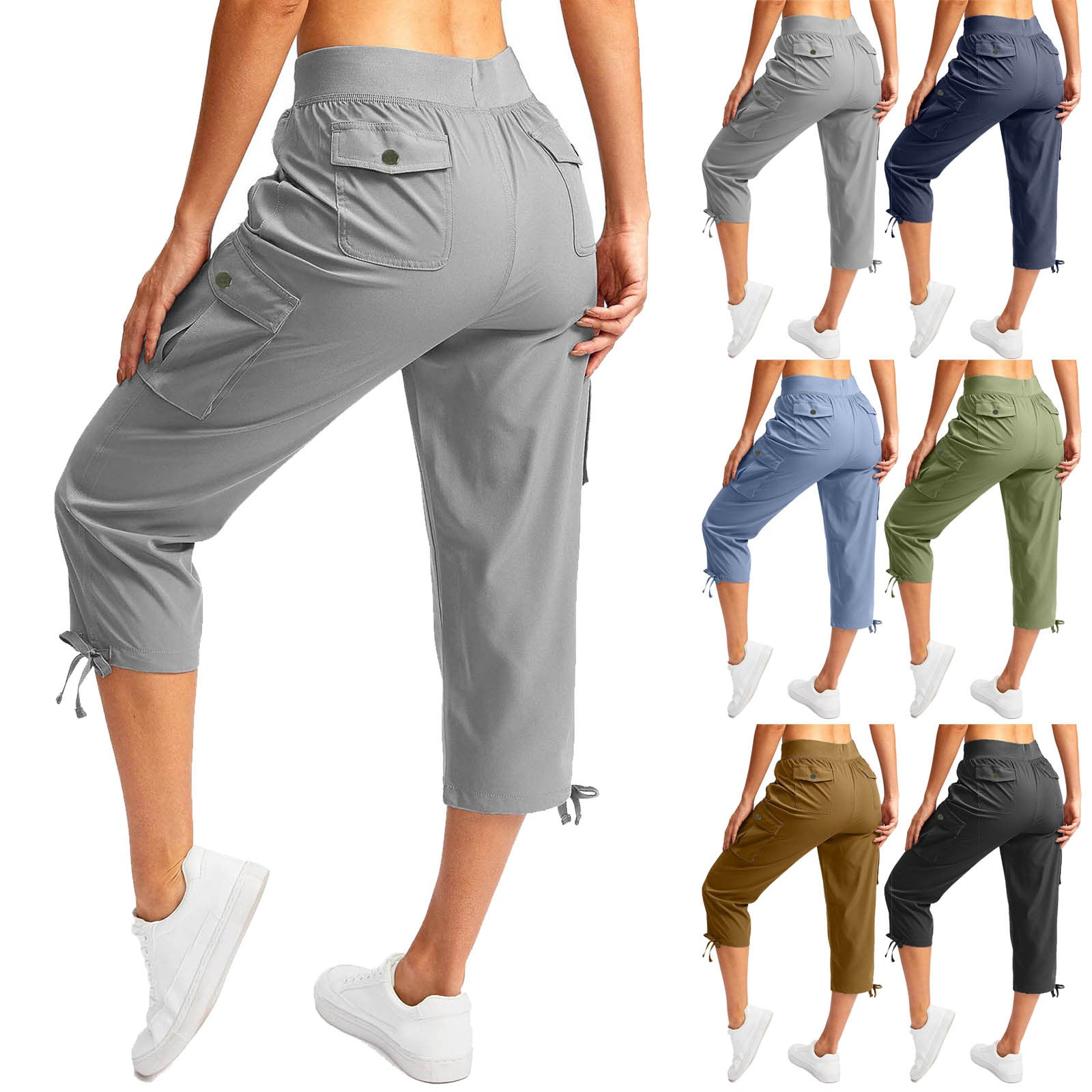 Sporty casual loose-fitting drawstring cargo pants