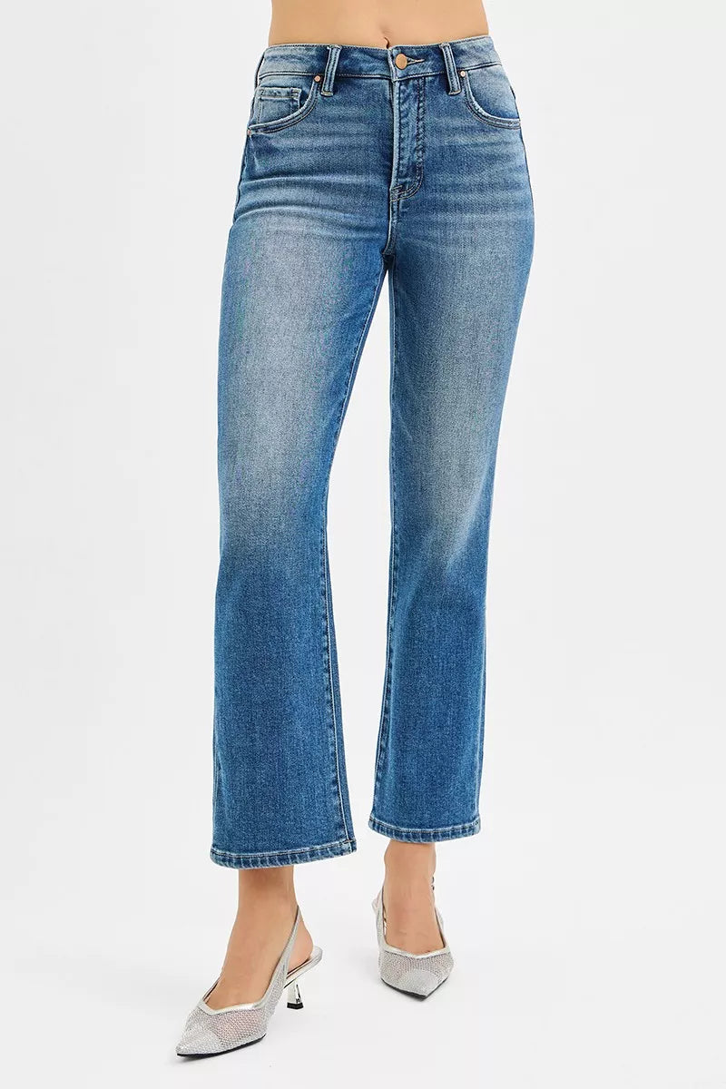 High-Rise Tummy-Control Straight Jeans