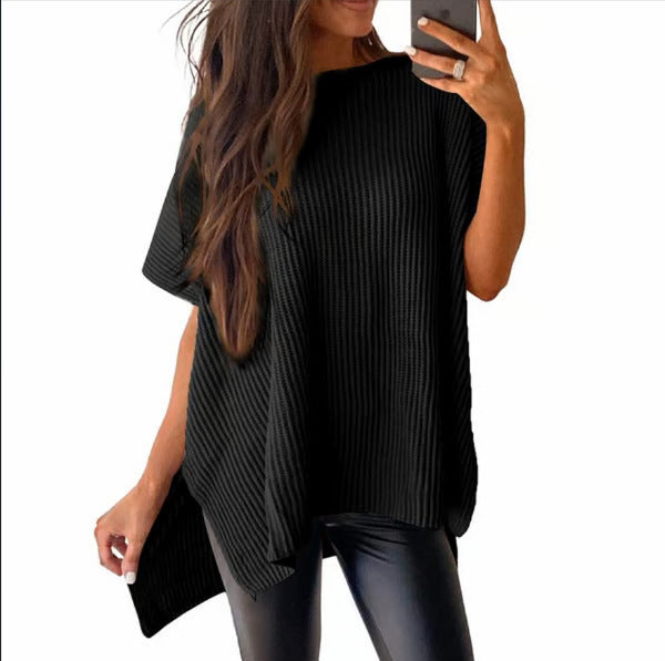 Women's short-sleeved jacket with pine drop shoulders