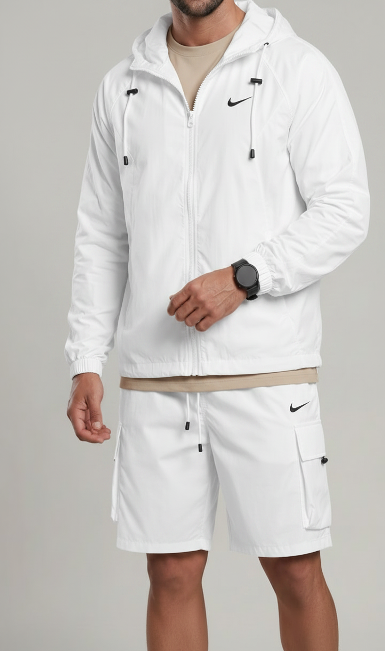 Light Shell Hooded Jacket & Cargo Shorts Co-Ord