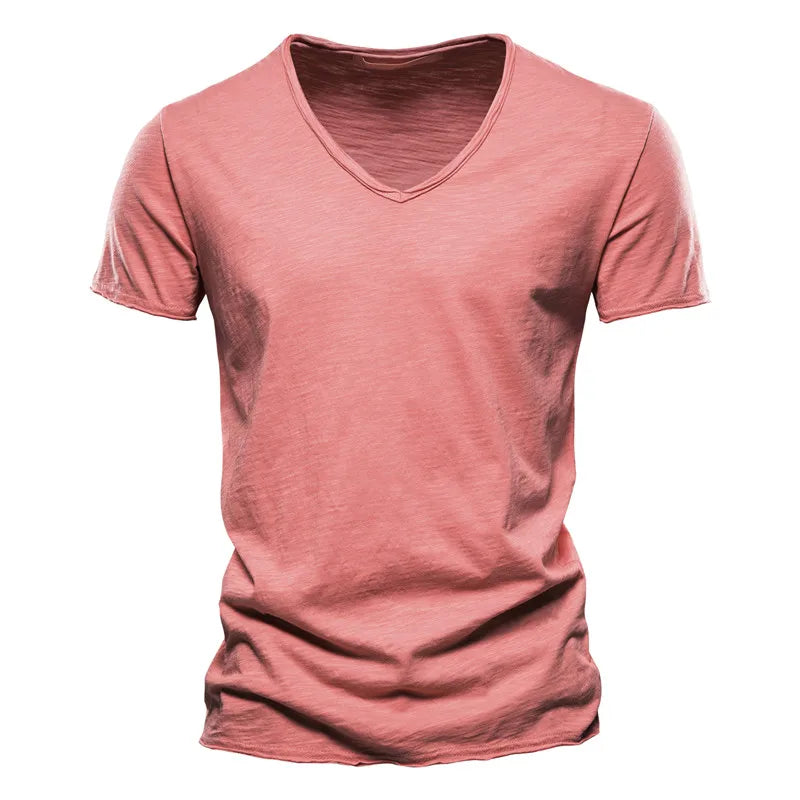 Summer New Style Solid Color V-Neck Short-Sleeve T-Shirts - Hot Selling