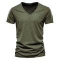 Summer New Style Solid Color V-Neck Short-Sleeve T-Shirts - Hot Selling