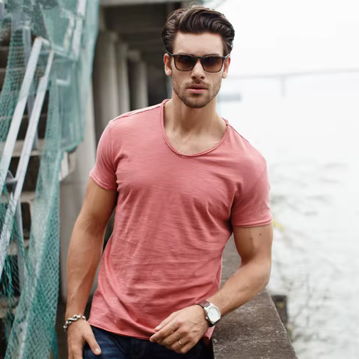 Summer New Style Solid Color V-Neck Short-Sleeve T-Shirts - Hot Selling