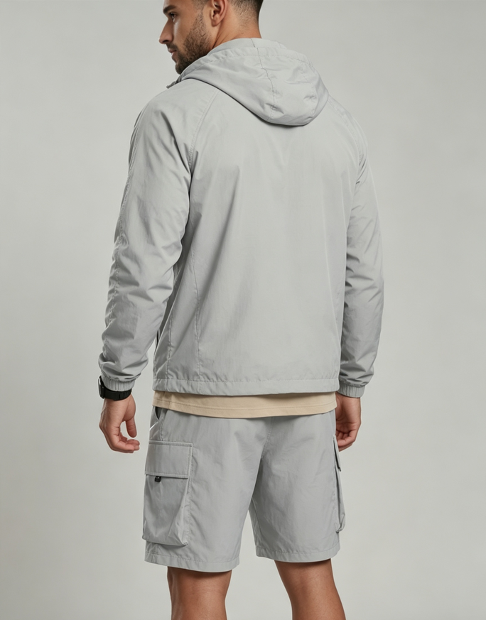 Light Shell Hooded Jacket & Cargo Shorts Co-Ord