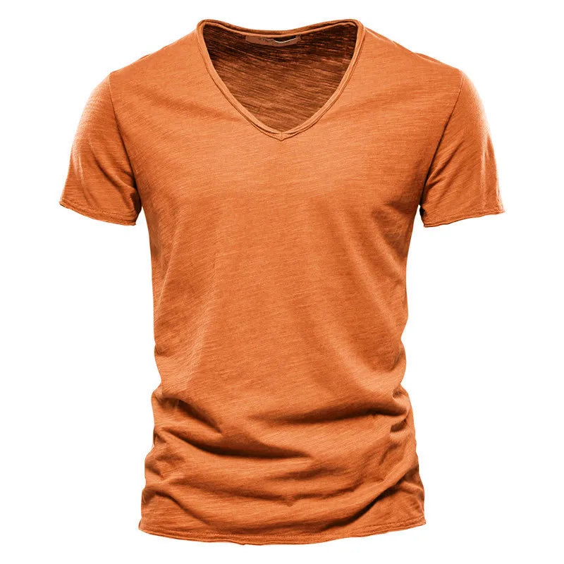 Summer New Style Solid Color V-Neck Short-Sleeve T-Shirts - Hot Selling