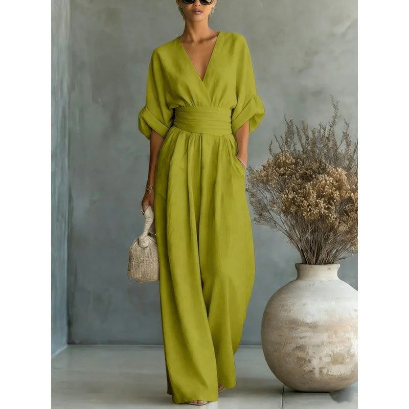 Women's V-neck jumpsuit